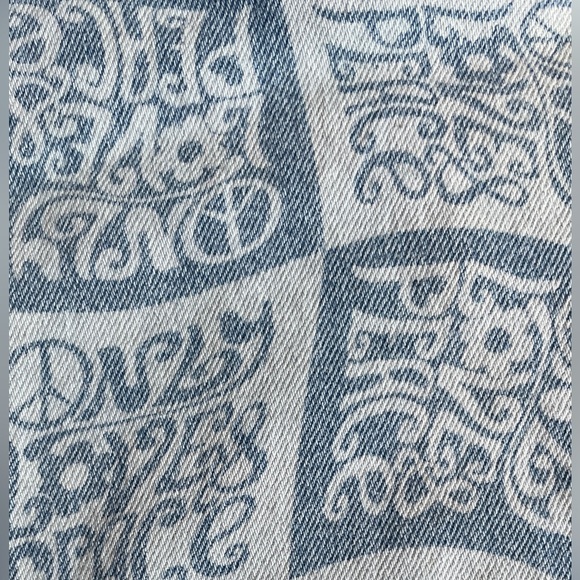 7 Peace & Love blue denim ripped jeans. High waist. Wide legs. - Picture 1 of 6